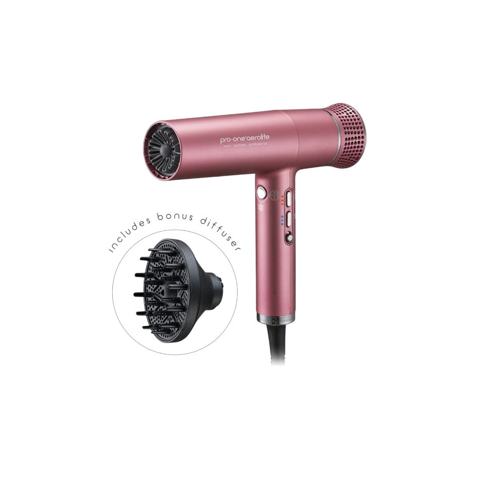 Pro-One Aerolite Hairdryer - Blush | Professional BLDC Hair Dryer